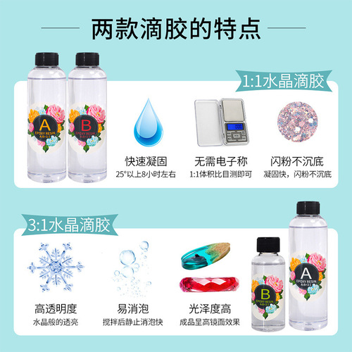 Cross-border Amazon 1:1 high transparent ab glue resistant to yellowing DIY epoxy resin glue self-defoaming jewelry crystal glue