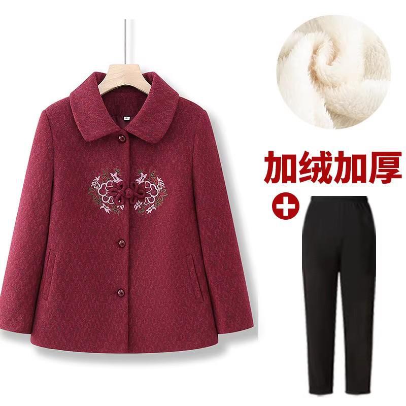 中老年人冬装女奶奶毛呢外套新款妈妈装春秋上衣洋气太太老人衣服|undefined