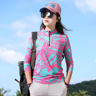 Outdoor Colorful Quick-Drying Clothing for Women, Long-Sleeved T-Shirt Tops, Sports Breathable Slimming Look Running and Hiking Quick-Drying Clothing for Women