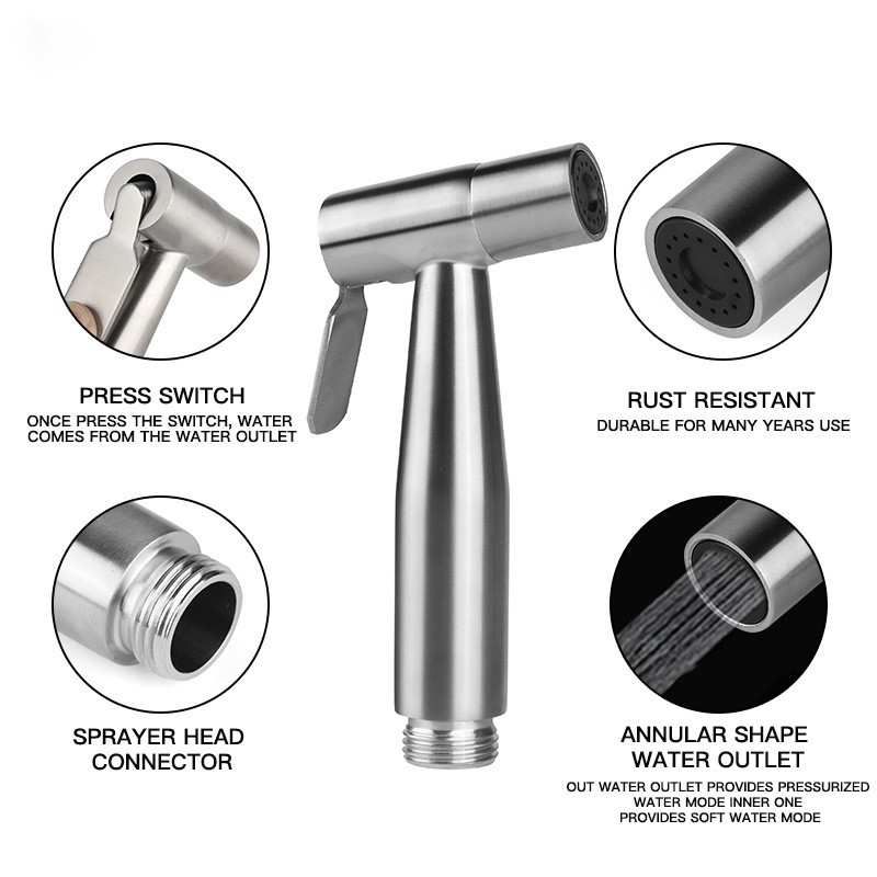 304 stainless steel toilet companion, spray gun set, showerhead, Angle valve, flushing device, pressurized wire drawing, golden women's washing device undefined