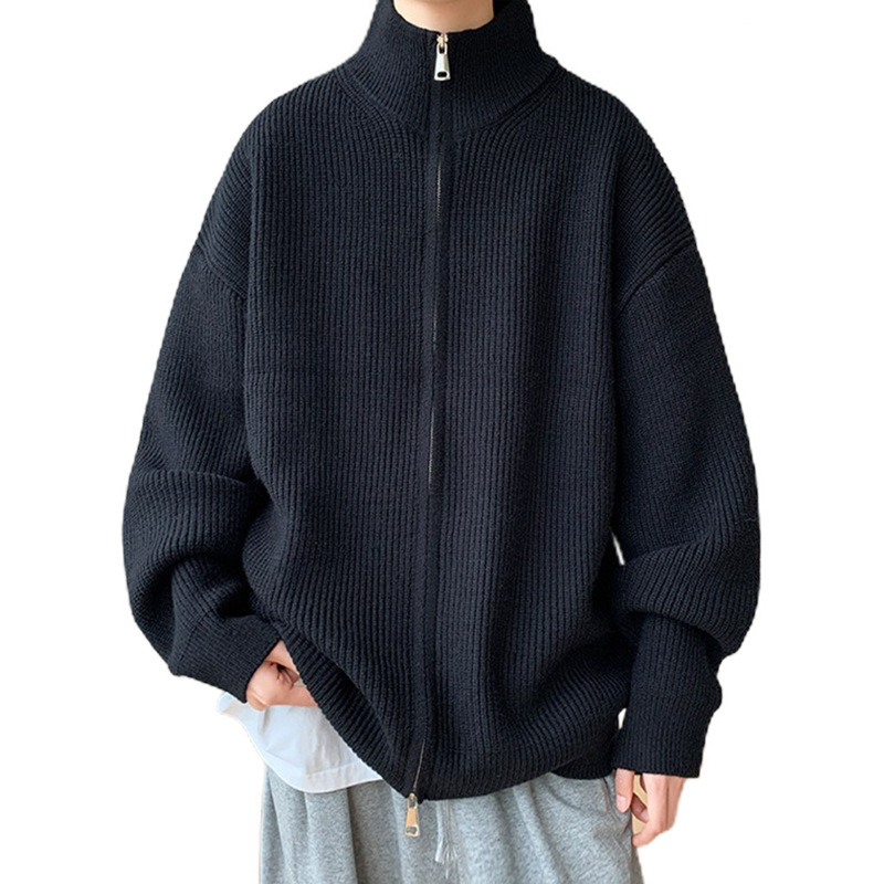 Explosiones transfronterizas de tamaño europeo suéter cardigan camisa de punto de color sólido para hombres y mujeres chaqueta con cremallera fábrica de moda al por mayor