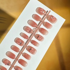 30片手工穿戴美甲冰透水蜜桃百搭顯白可拆卸美甲貼片