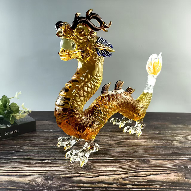 十二生肖龙形泡酒瓶龙年吉祥生肖摆件创意密封透明玻璃酒瓶威士忌