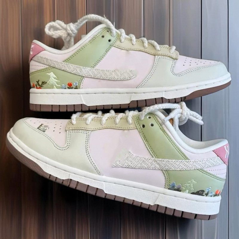 Putian DUNK sneakers, summer forest-style embroidered skate shoes, low-top couple casual sports shoes, fashionable versatile trendy shoes