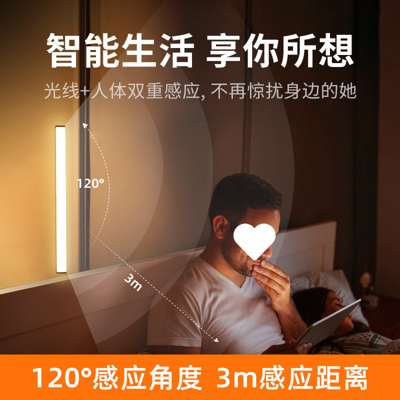 人が来たら点灯 充電式人体センサーライト 夜間自動センサーライト 通路玄関ドアライト付き 配線不要のライトバー|undefined