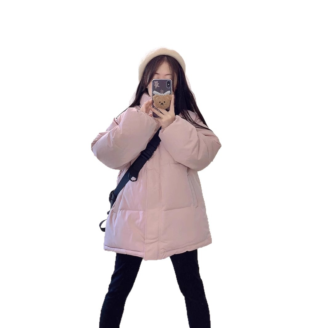 2025 nueva ropa de algodón para mujeres coreanas de estilo piloto pequeño engrosado ropa de algodón caliente rosa para mujeres invierno