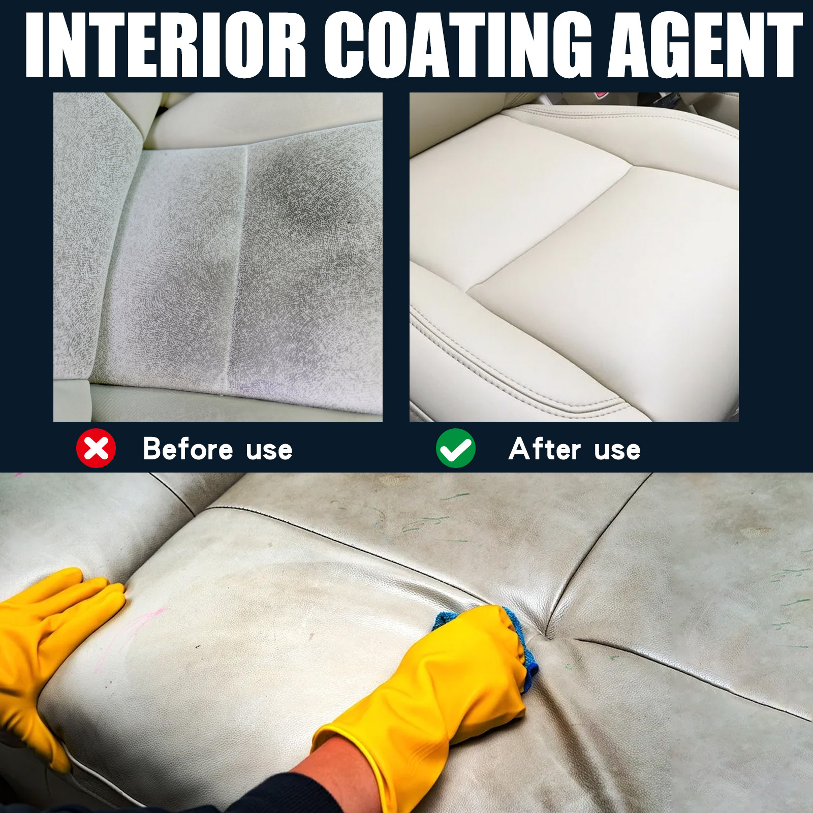 Homonth Car Interior Cleaner Dashboard Seat Leather Multi-Purpose Renovation Cleaning and Maintenance Agent