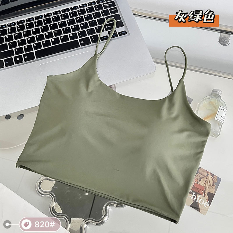 Chaleco pequeño con tirantes delgados en verano con almohadilla para el pecho y hermoso sujetador trasero en el interior
