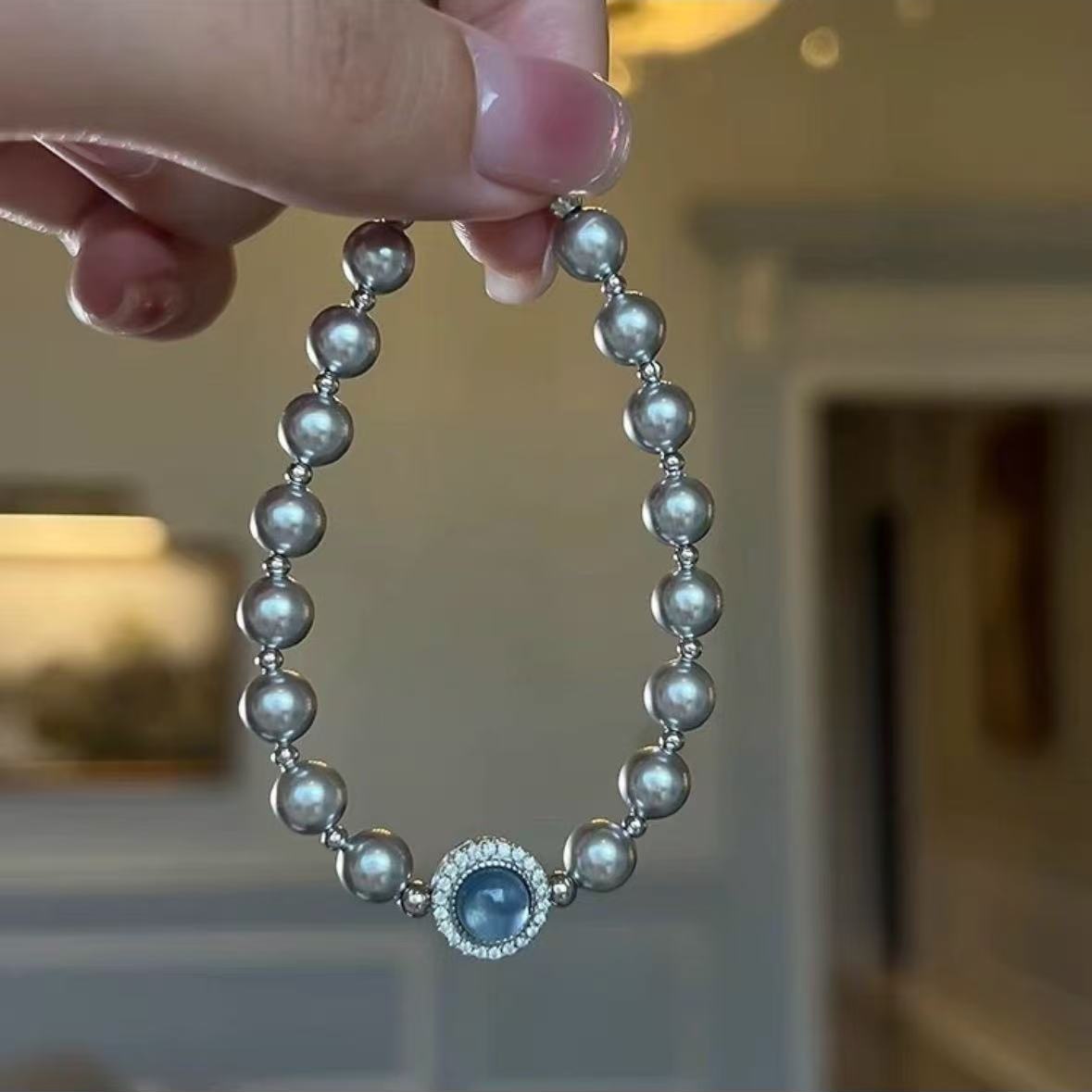 Französisches Perlenarmband Mit Aquamarin Für Damen Schmuck_voghion.com