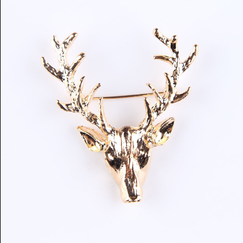 Korean style fashion temperament Christmas deer head brooch corsage cartoon pin couple style_voghion.com