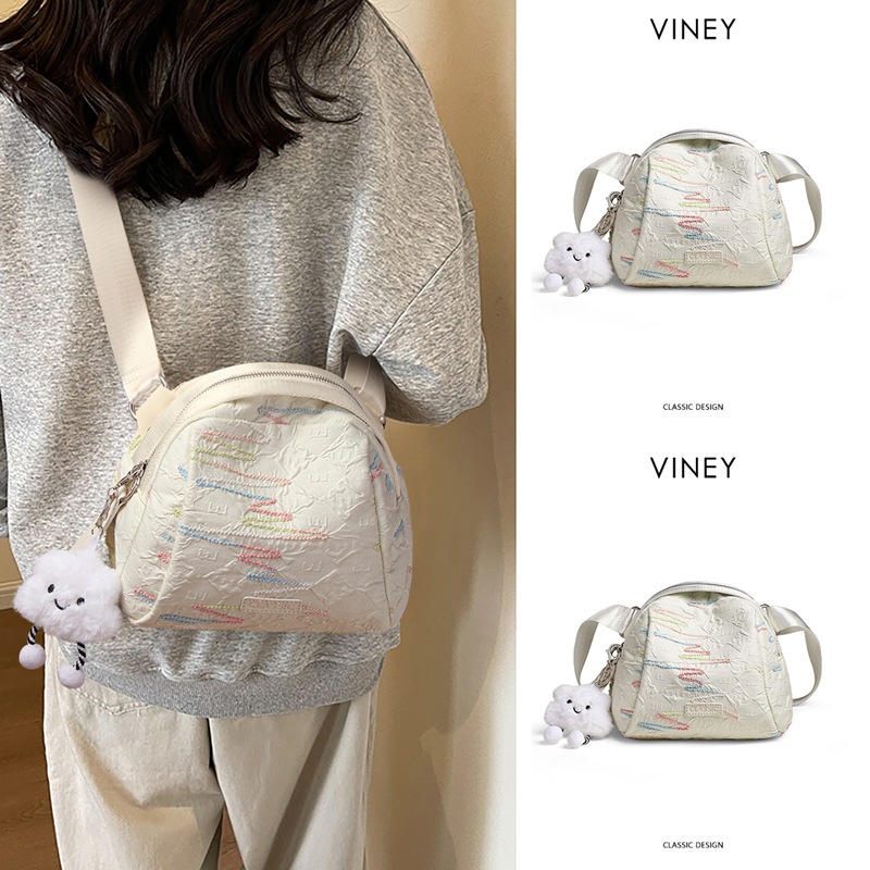 Túi đeo chéo nữ vải canvas dáng vỏ sò, kiểu mới mùa hè — trắng