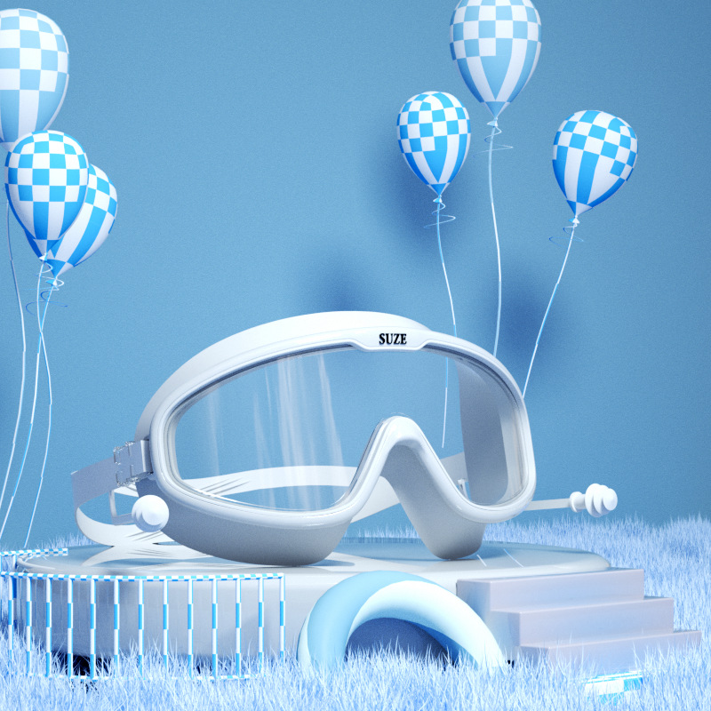 5~16세 어린이 모델 - 모두 흰색 및 투명 - 수영 고글 + 박스형