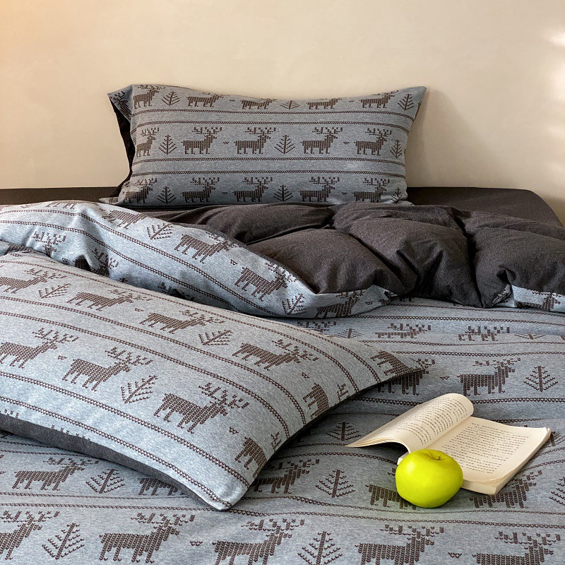 Set copripiumino in cotone jacquard stile nordico minimalista_voghion.com