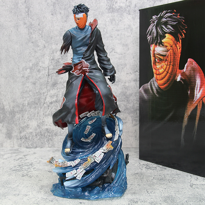 Naruto Akatsuki Organization Tobi Cw Uchiha Obito Figure with Light-Up Statue, Standing Pose, Extra-Large Statue Ornament