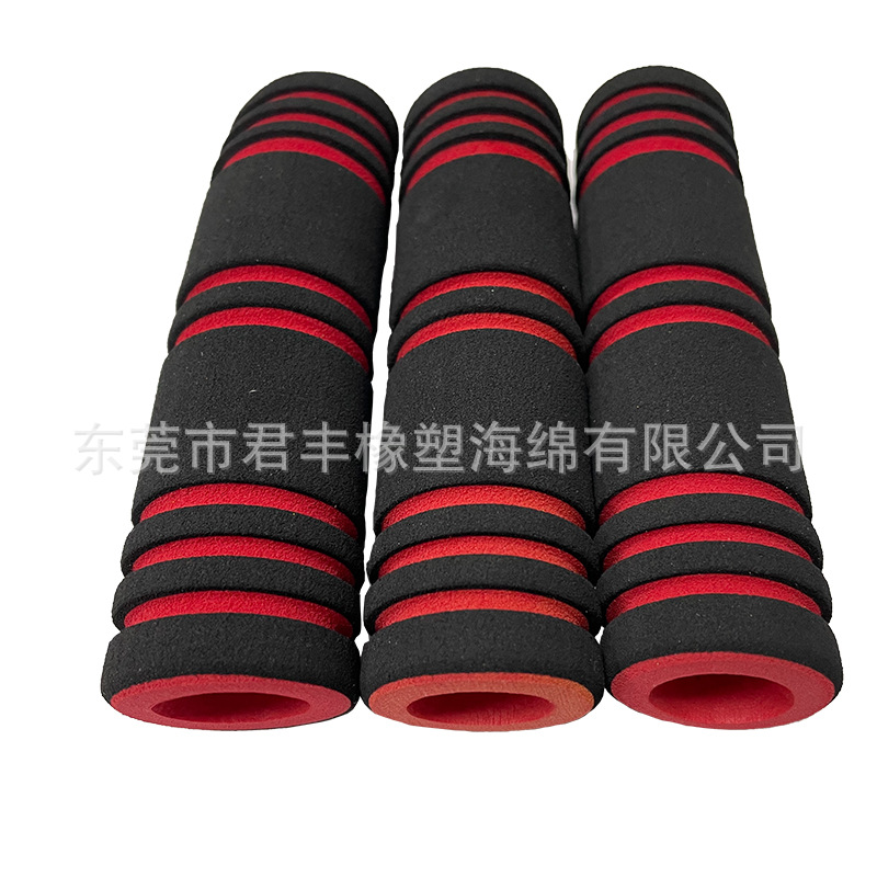 nbr发泡竹节手把套 黑红双色海绵沟槽握把推车手柄握把nbr泡棉管