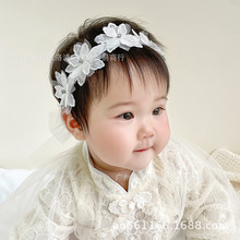 超仙花朵女宝宝头饰新生婴儿童发带公主蕾丝发饰百天宴会头花配饰