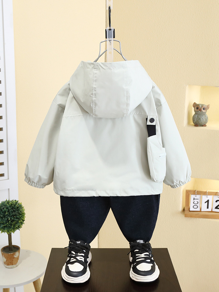 7542 chaqueta de primavera para niños 2025 nuevos modelos de primavera y otoño para niños con capucha top estilo occidental ropa de primavera coreana marea