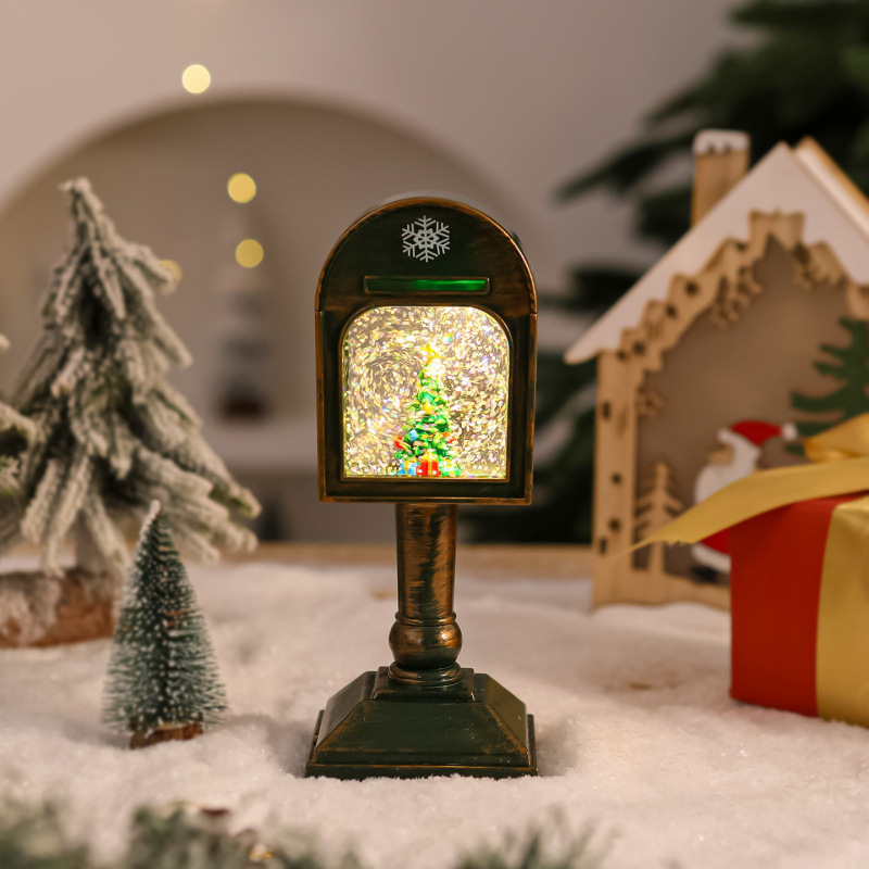 クリスマスメールボックス発光音楽クリスタルランプサンタクロースデスクトップ装飾装飾品ナイトライトクリスマスギフト|undefined