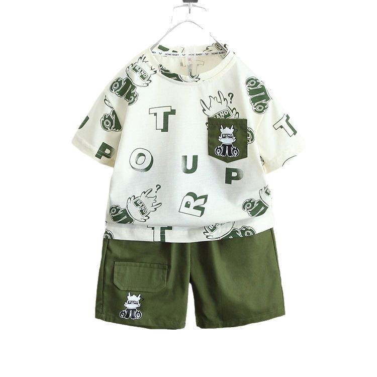 7869 traje de verano para niños 2025 nueva ropa para niños guapos verano manga corta ropa de moda de verano para niños y bebés