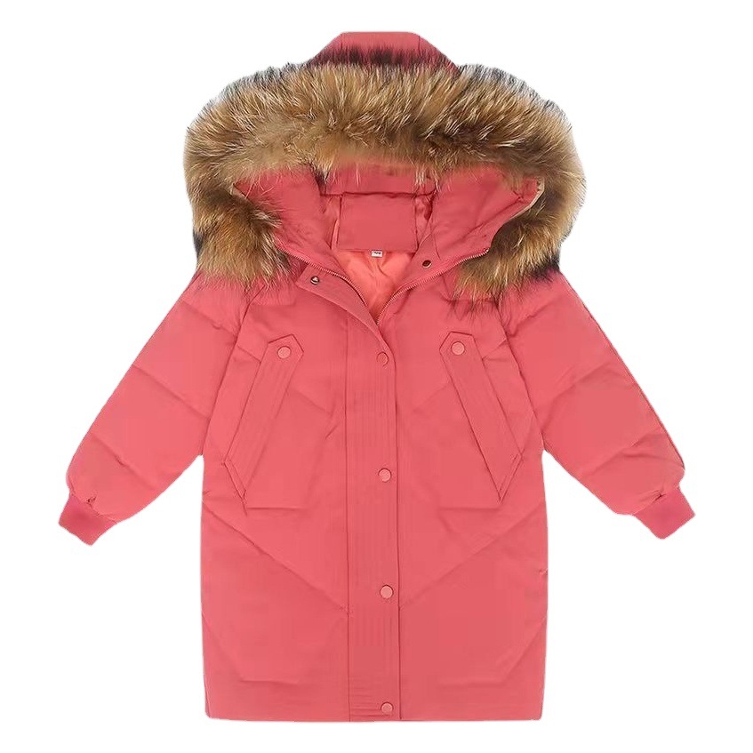 Ropa de los niños de algodón acolchado ropa para niños invierno 2023 nuevo estilo coreano grueso cuello de piel grande Chaqueta de algodón acolchado