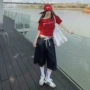 宽松高腰美式直筒牛仔裤