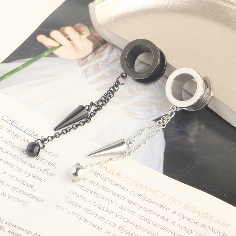 Screw Chain Ear Auger Pendant 316L Surgical Steel Black 25mm Ear Piercing Jewelry Unisex detail image 7