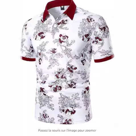 [Punto de aguja] 3D impreso camisa de polo nuevo casual de solapa de manga corta de los hombres camisa transfronteriza estación independiente