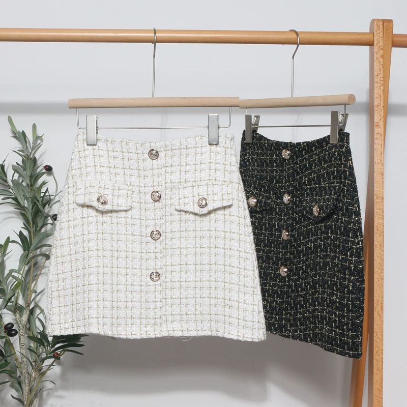 Little Xiangfeng грубая твидная юбка осень-зима 2022