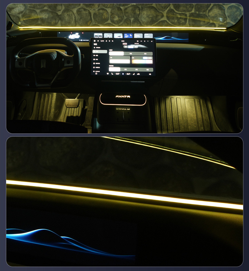 Car Interior Led Ambient Light with USB Connection, Flow Light Effect, No Wiring Needed