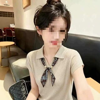 老钱风polo领短袖T恤女夏季薄款2026新款高级感洋气冰丝针织上衣