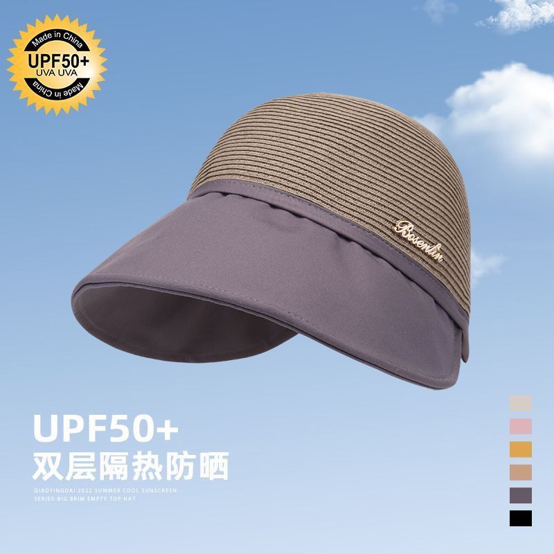 Verano sombrero de sombrero solar sombrero de pescador cúpula sombrero de mujer sombrero de gran brillo para mostrar la cara sombrero pequeño sombrero de protección solar sombrero de paja casual de moda