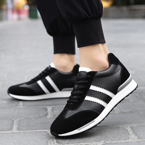 Casual heightening 8CM men's shoes spring, summer and autumn breathable sports trendy color-blocked striped suede soft-soled shoes