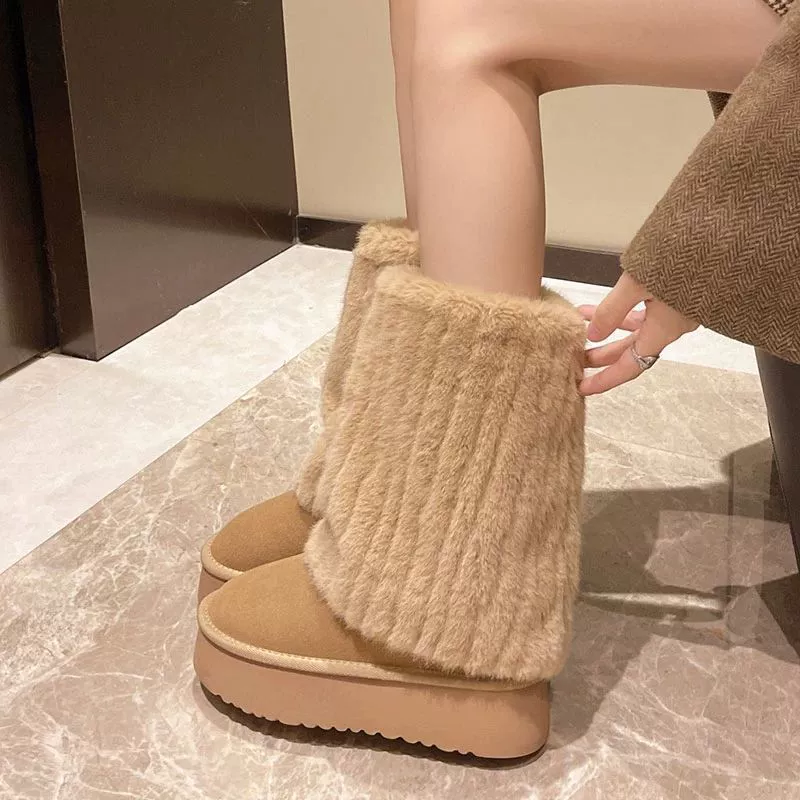 Warm boots platform, footwear, trousers, plus size
