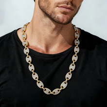 欧美大金链子嘻哈链条满钻猪鼻子脖链diy手链古巴脚链猪鼻子项链