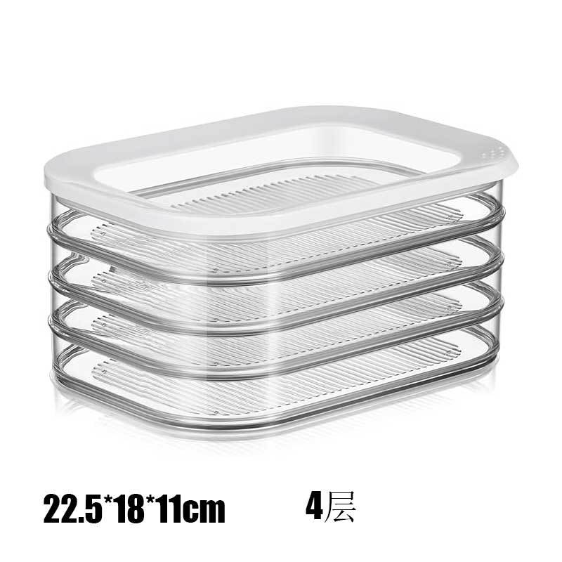 Caja de conservación de alimentos con tapa, organizador plástico transparente para carne refrigerada, apilable y sellada