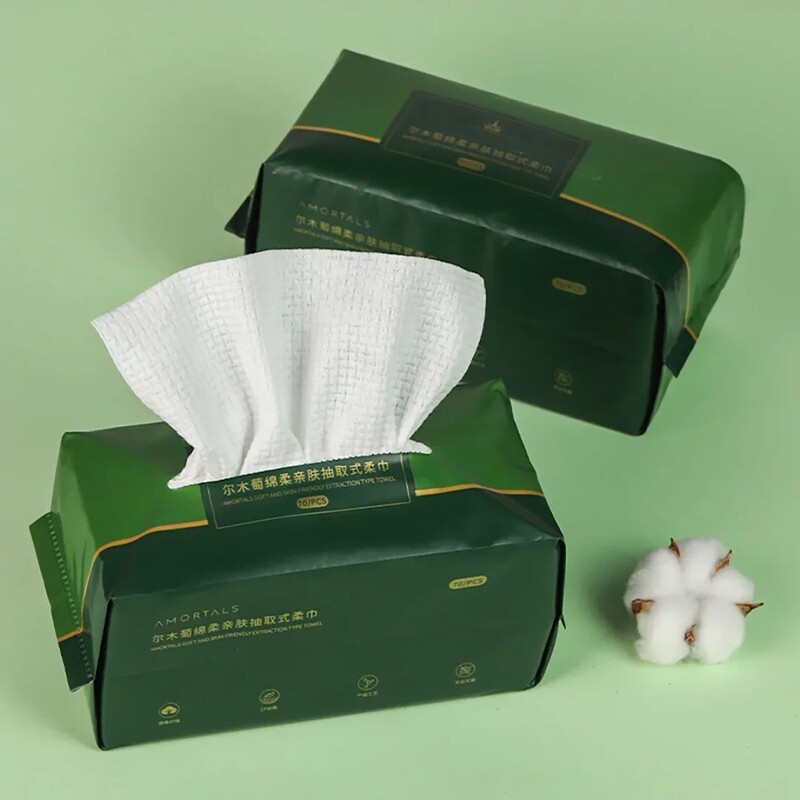 Ermu Tao Thickened Facial Cleansing Towel, Pull-Out Type Facial Towel Roll, Soft Cleansing Towel, Pure Cotton Towel for Face