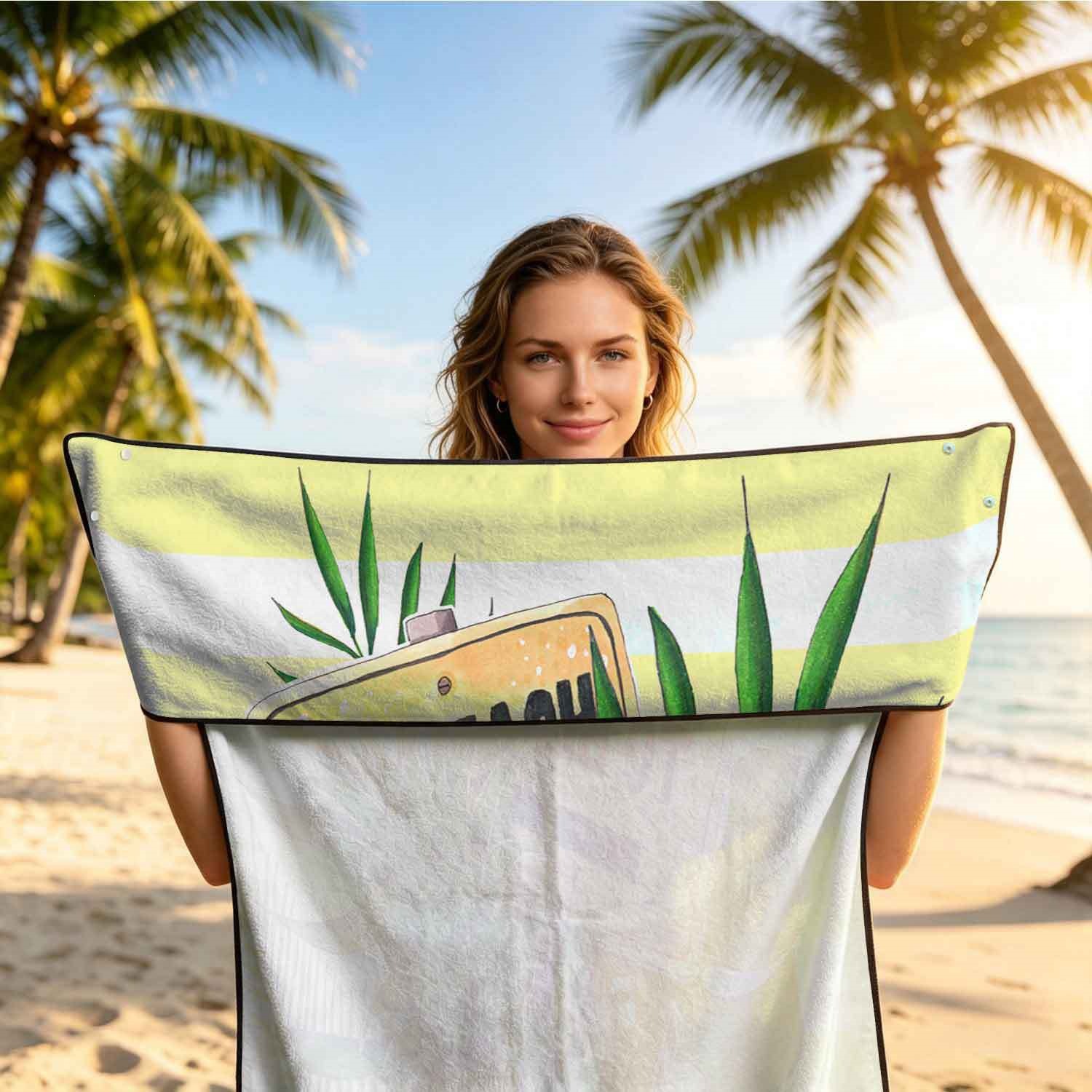 Summer bath towel and car seat cover 2-in-1, ultra-fine fiber outdoor beach and car dual-use universal seat cushion