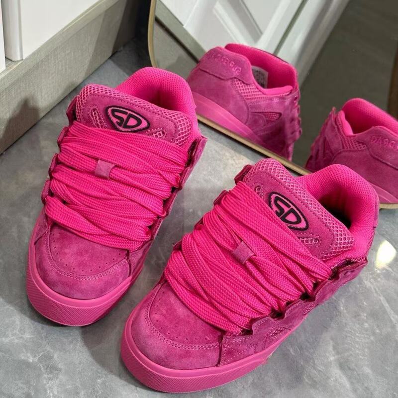 Original Dragon Fruit American Splicing Bread Shoes for Women Ins Niche Retro Casual Shoes Shock-Absorbing Wear-Resistant Sports Shoes