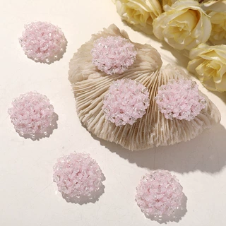 温柔仙气樱花粉米珠水晶花朵diy手工编织串珠花耳饰发饰鞋花配件