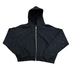《毒家现货》高版本B家满天星水洗做旧满钻烫钻外套卫衣男女同款