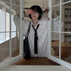 MYQ学院風長袖シャツ男性秋のゆるいカジュアルシャツ韓国版トレンドdk制服シャツ
