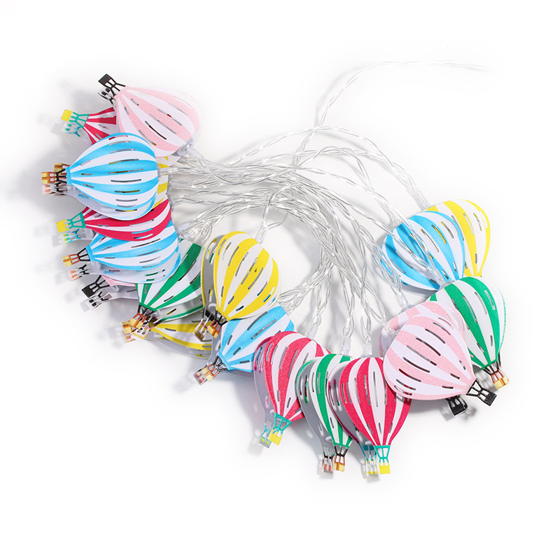 Nueva Cadena de luz LED de hierro globo de aire caliente ins caja de batería interior Cadena de Luz Decoración de Navidad pequeño colgante de luz de color