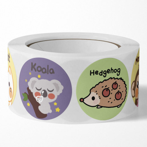500 pieces/roll reward encouragement pattern stickers kindergarten teacher cartoon hand-painted cute round animal sealing stickers