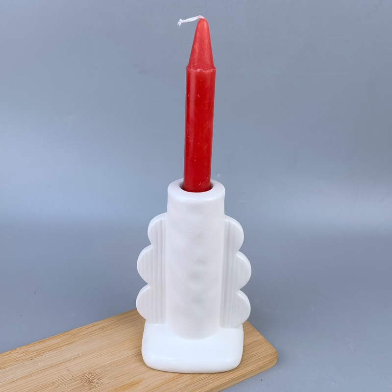 Nordicins cerámica de geometría blanca decoración artesanal decoración de la sala de estar mesa de comedor candelabros decoración suave para el hogar