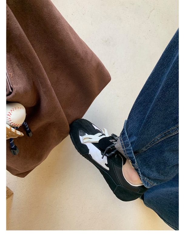 牛皮版~真皮厚底豹纹miu风绑带休闲运动鞋女德训鞋板鞋阿甘鞋|undefined