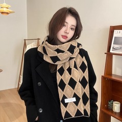 2024新型ニット毛糸両面マフラー女子女子秋冬百合首厚保温韓国版シンプルファッション