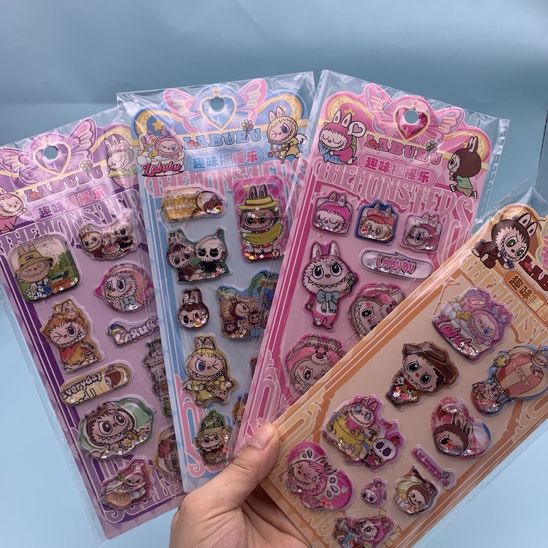 爆款拉布布摇摇乐水帖3D卡通立体注水贴纸DIY创意装饰贴手摇水贴|undefined