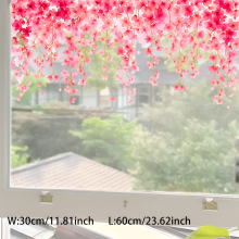 跨境temu唯美粉色樱花藤条静电窗贴单色彩静电玻璃贴家居装饰贴纸