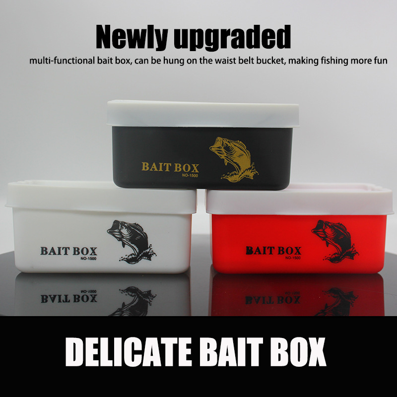 Cross-Border New Bait Box, Can Be Hung on the Belt, Bucket, Three Colors Available, Plastic Bait Box, Fishing Gear Supplies