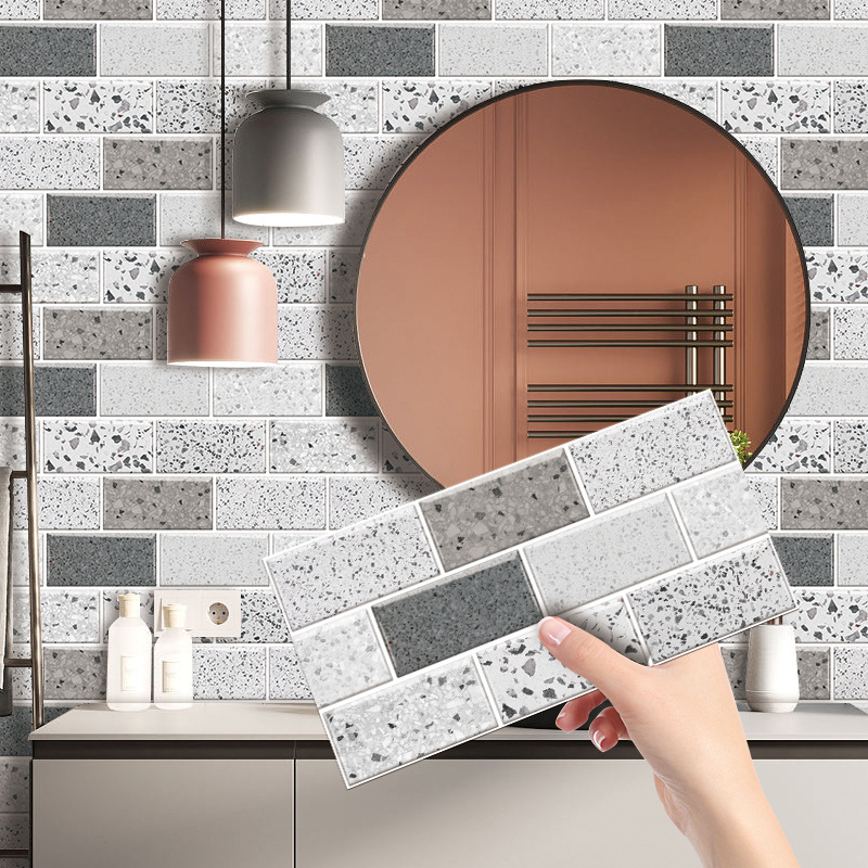 水磨石瓷砖贴PVC自粘墙贴 厨房卫生间防水墙面装饰贴纸亚马逊跨境